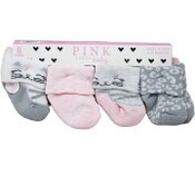 Wholesale - 8pk INFANT GIRLS PINK TURNCUFF TERRY SOCKS ASST SIZE C/P 60, UPC: 194382060827